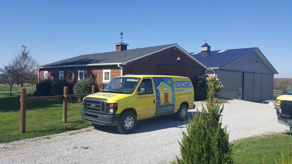 top notch truck outside of commercial hvac job on Eudora, KS