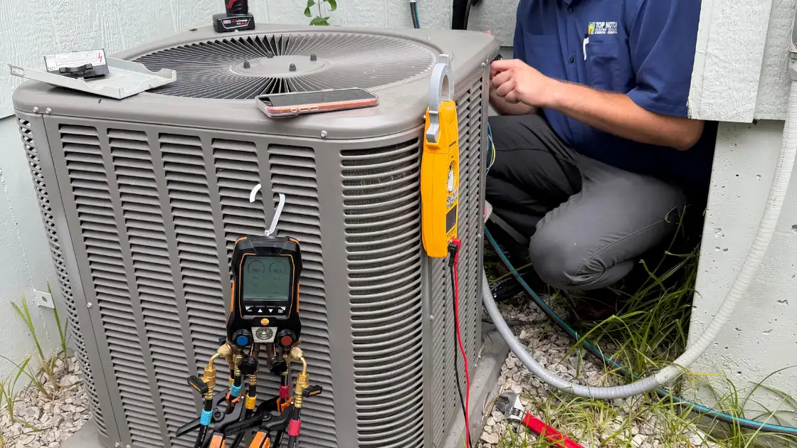 Top Notch Heating Cooling Plumbing HVAC Unit Condensor Test