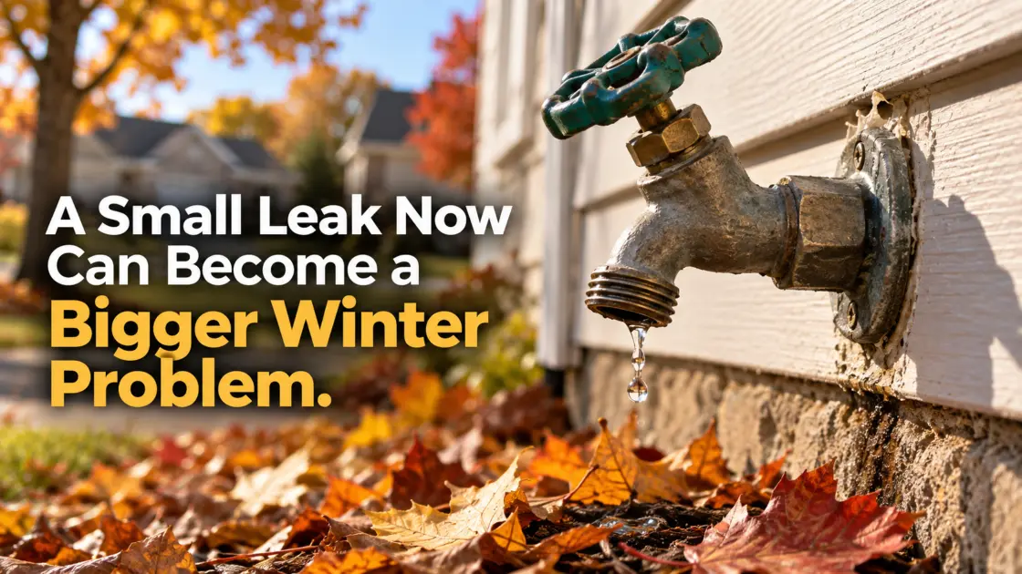 Outdoor plumbing faucet being checked before freezing Kansas City temperatures